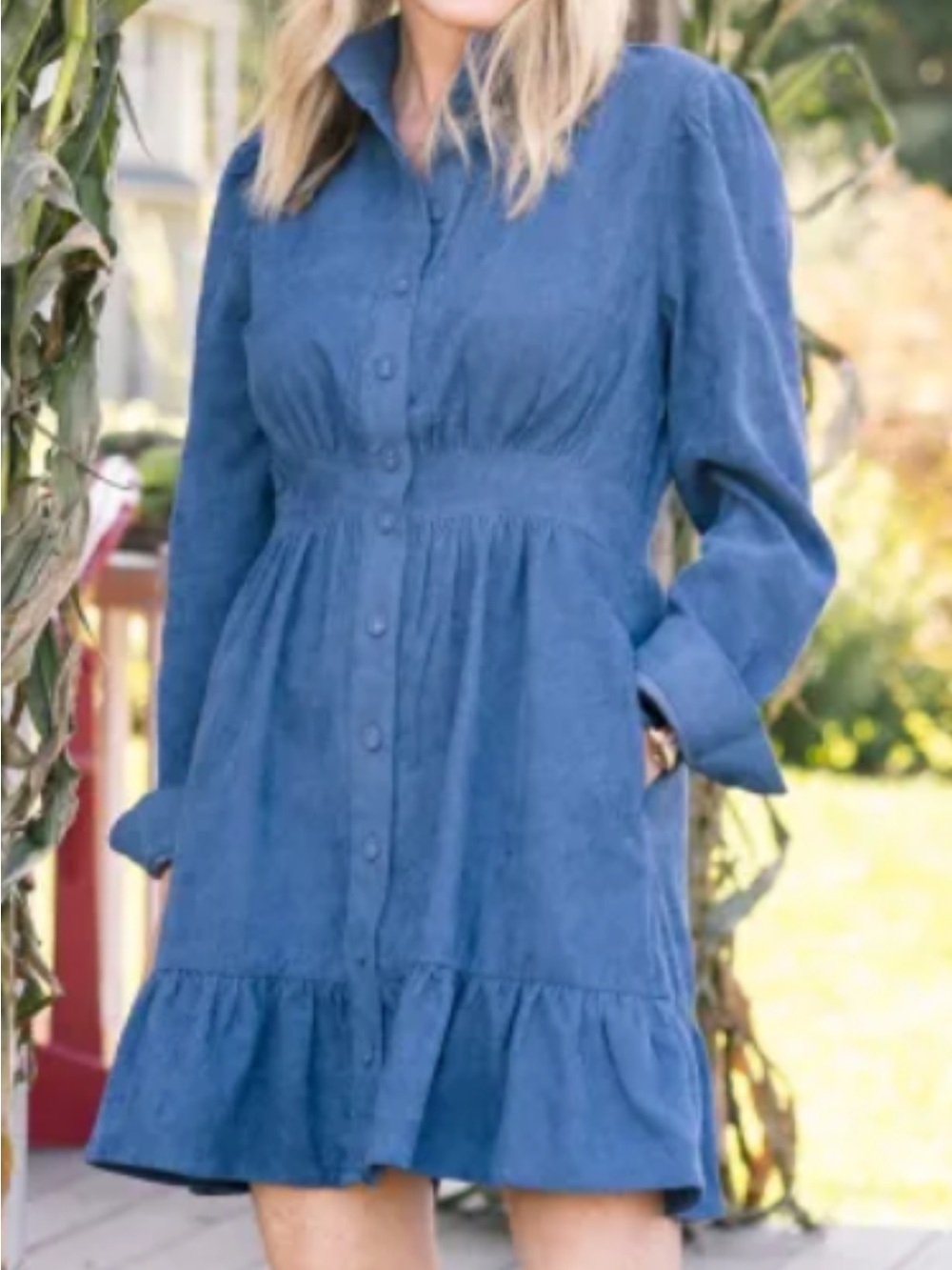 NWOT Avara Elizabeth Corduroy Dress- Slate Blue XS